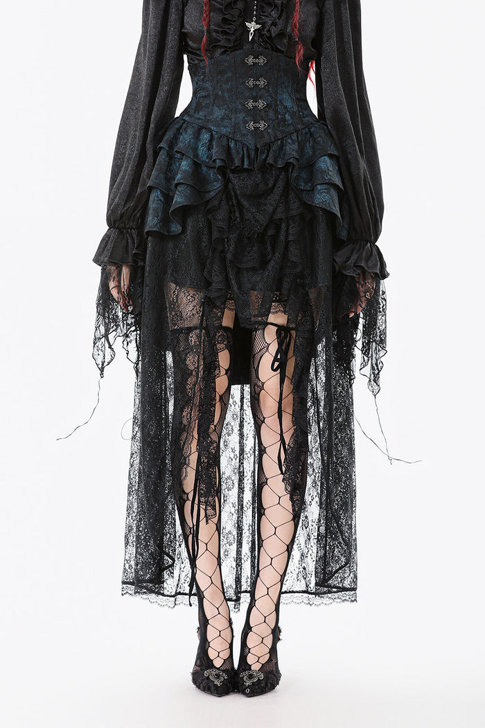 womens long ruffled corset skirt