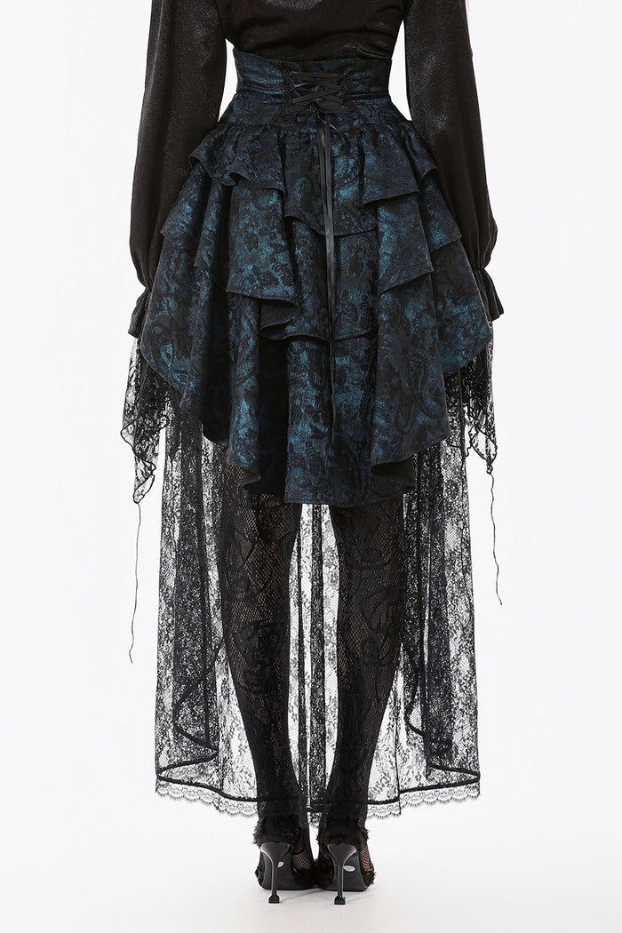 womens long ruffled corset skirt by dark in love