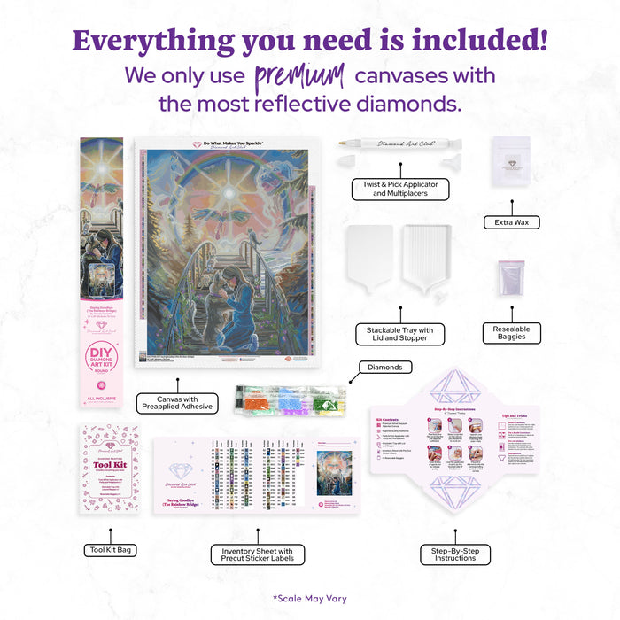 Diamond Painting Saying Goodbye (The Rainbow Bridge) 22" x 28" (55.6cm x 70.7cm) / Round with 89 Colors including 2 ABs and 6 Fairy Dust Diamonds / 51,914