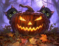 Diamond Painting Scaredy Cats 28" x 22″ (71cm x 56cm) / Square with 46 Colors including 1 AB and 1 Glow-in-the-Dark / 62,603
