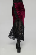 dark red velvet skirt
