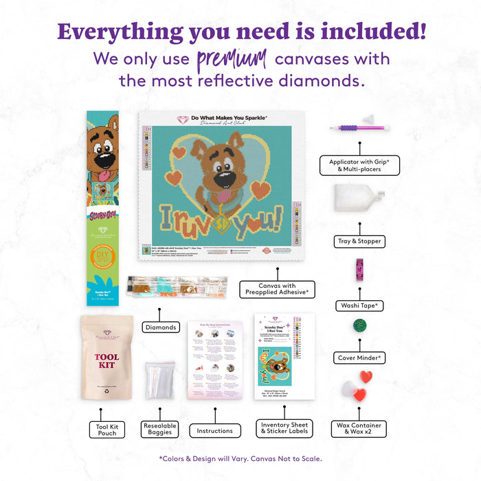 Diamond Painting Scooby-Doo™ I Ruv You  - Holiday Market 15" x 13" (38cm x 33cm) / Round with 16 Colors including 1 AB / 15,912