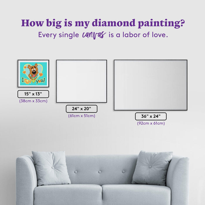 Diamond Painting Scooby-Doo™ I Ruv You  - Holiday Market 15" x 13" (38cm x 33cm) / Round with 16 Colors including 1 AB / 15,912
