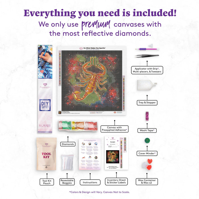 Diamond Painting Scorpio 22" x 22" (55.8cm x 55.8cm) / Square with 54 Colors including 2 ABs and 1 Special Diamonds / 49,916