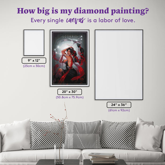 Diamond Painting Scorpio 20" x 30" (50.8cm x 75.9cm) / Square with 65 Colors including 1 AB and 2 Iridescent Diamonds and 3 Fairy Dust Diamonds / 62,220