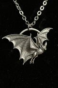 gothic stainless steel and zinc bat necklace