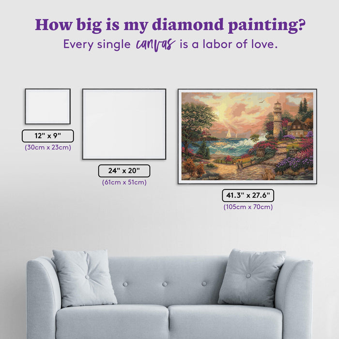 Diamond Painting Seaside Dreams 41.3" x 27.6" (105cm x 70cm) / Square With 63 Colors Including 3 ABs and 1 Fairy Dust Diamonds / 118,301