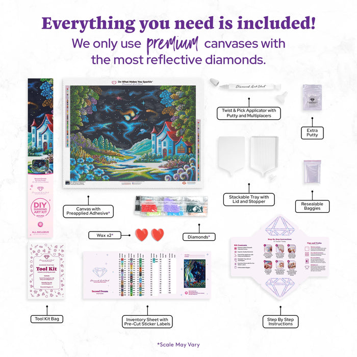 Diamond Painting Second Dream 29" x 22" (73.7cm x 55.8cm) / Round with 53 Colors including 5 ABs / 52,237
