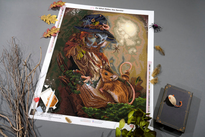 Diamond Painting Secrets of the Feather and Fur 22" x 28" (55.8cm x 70.7cm) / Square with 55 Colors including 4 ABs and 1 Fairy Dust Diamond / 63,616
