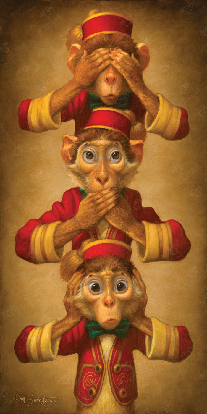 Diamond Painting See No Evil, Speak No Evil, Hear No Evil 17" x 34" (42.8cm x 85.6cm) / Square with 37 Colors including 2 ABs / 59,168