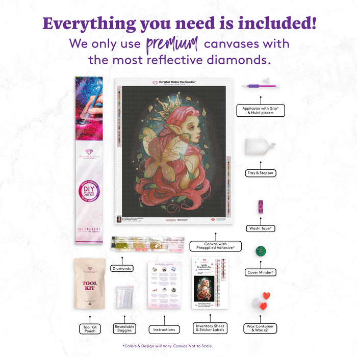 Diamond Painting Seelie Strawberry Fae 22" x 28" (55.8cm x 70.6cm) / Round with 48 Colors including 2 ABs and 1 Fairy Dust Diamonds and 2 Special Diamonds / 50,008