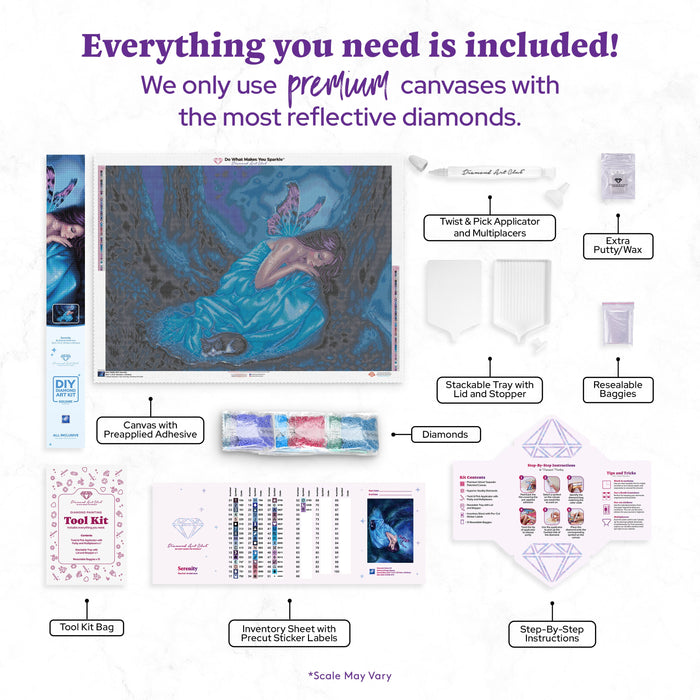 Diamond Painting Serenity 38.6" x 27.6" (97.8cm x 69.9cm) / Square with 54 Colors including 2 ABs and 3 Fairy Dust Diamonds / 110,433