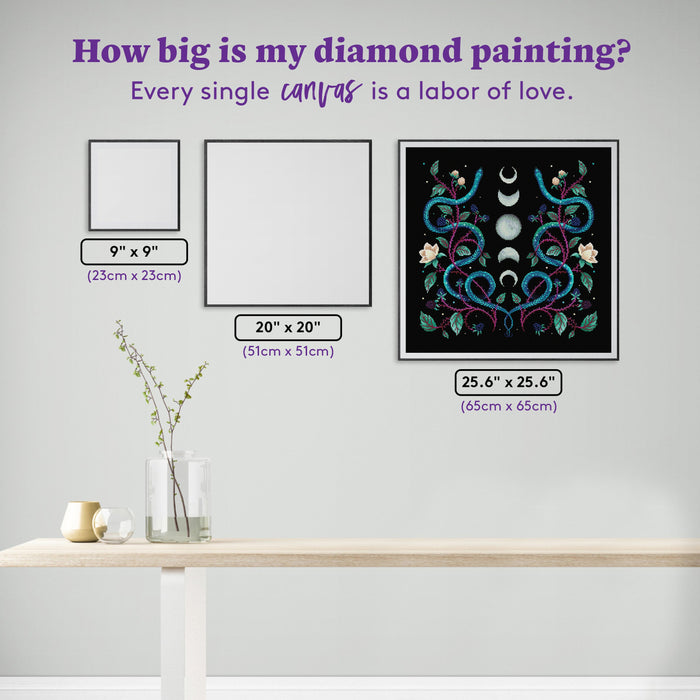 Diamond Painting Serpent Moon 25.6" x 25.6" (65cm x 65cm) / Square with 40 Colors including 5 Fairy Dust Diamonds / 68,121