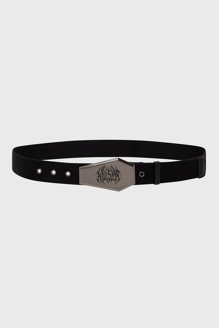 mens black coffin belt buckle belt