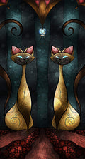 Diamond Painting Siamese Tease 21.7" x 40.2" (55cm x 102cm) / Round With 36 Colors including 1 AB / 70,034
