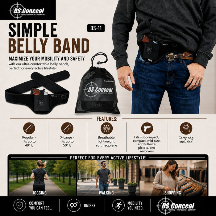 Unisex Simple Belly Band by DS Conceal -  Fast Draw Gun Holster for women and men Unisex -  Unisex Simple Belly Band -  DS Conceal Fast Draw Gun Holster -  Leather Belly Band pistol bag -  Tactical womans purse for pistol -  Concealed Belly Band -  most popular crossbody bag -  crossbody handgun bag -  crossbody bags for everyday use -  Lady Conceal -