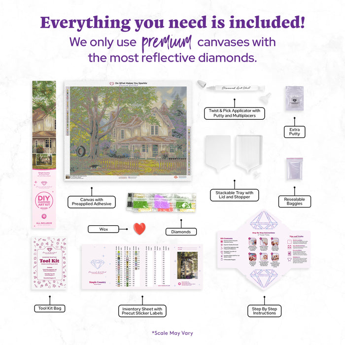 Diamond Painting Simple Country 29" x 22″ (74cm x 56cm) / Round with 43 Colors including 2 ABs / 51,679