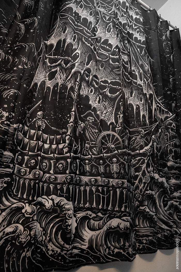 distressed pirate ship shower curtain