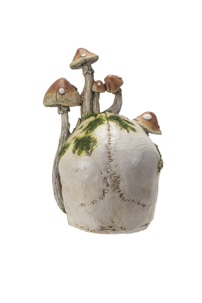 spooky witchy cottagecore skull mushroom statue
