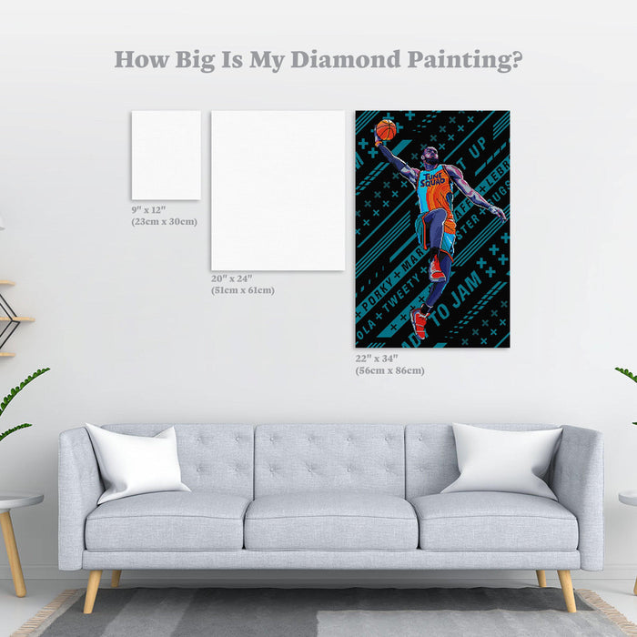 Diamond Painting Slam Dunk LeBron 22" x 34″ (56cm x 86cm) / Square With 18 Colors Including 4 ABs / 75,140