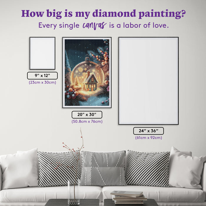 Diamond Painting Snow Cabin Ornament 20" x 30" (50.8cm x 76cm) / Square with 52 Colors including 1 ABs and 1 Fairy Dust Diamonds and 1 Iridescent Diamonds / 62,220