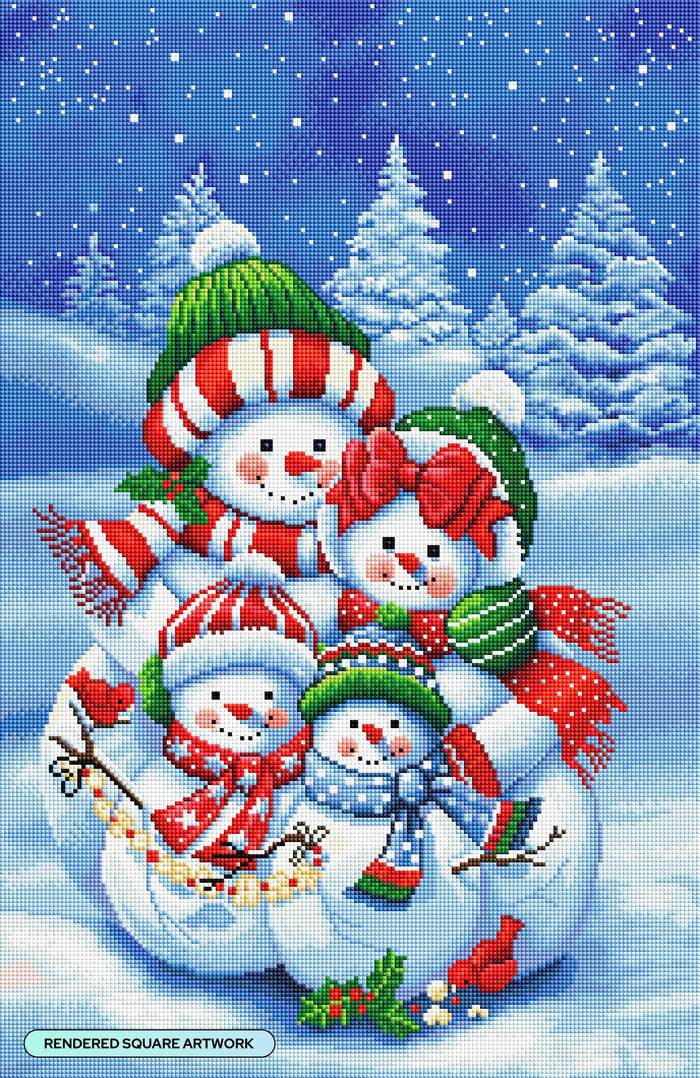 Diamond Painting Snow Country Family 17" x 26" (42.8cm x 66cm) / Square with 39 Colors including 2 ABs and 1 Fairy Dust Diamonds / 45,580