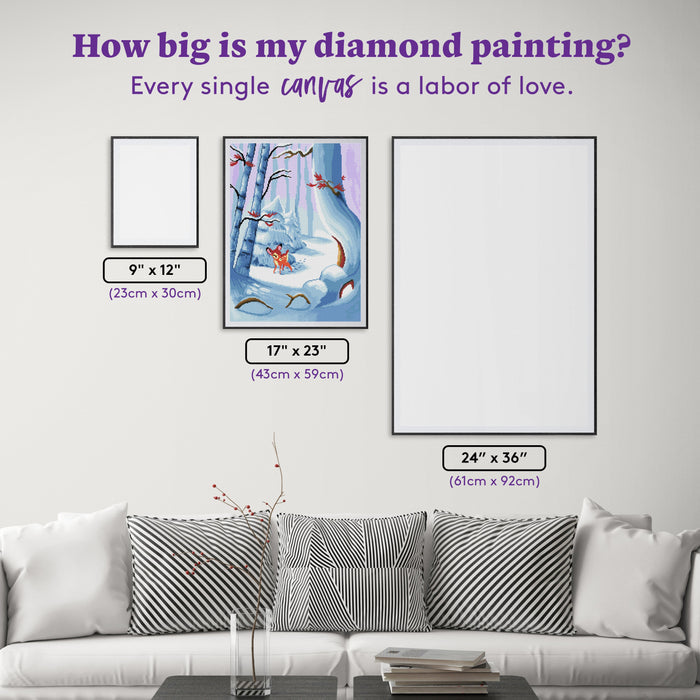 Diamond Painting Snow Deer 17" x 23″ (43cm x 59cm) / Square with 30 Colors including 2 ABs / 39,843