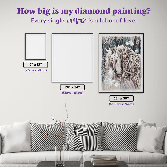 Diamond Painting Snow Princess 22" x 30" (55.8cm x 76cm) / Square with 48 Colors including 2 ABs and 1 Iridescent Diamonds and 1 Fairy Dust Diamonds / 68,320