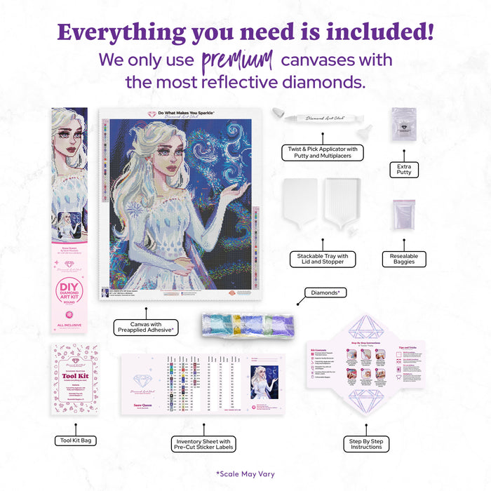 Diamond Painting Snow Queen 20" x 24" (50.7cm x 60.8cm) / Round with 43 Colors including 5 ABs / 39,277