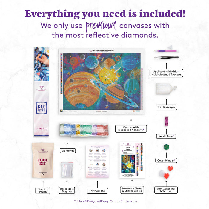Diamond Painting Solar System 30" x 22" (76cm x 56cm) / Square with 61 Colors including 4 ABs / 67,569