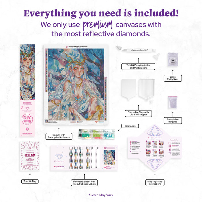 Diamond Painting Song of Arthemis 22" x 28" (55.6cm x 70.7cm) / Round with 68 Colors including 2 AB and 1 Electro Diamond and 2 Iridescent Diamonds and 3 Fairy Dust Diamond / 51,914