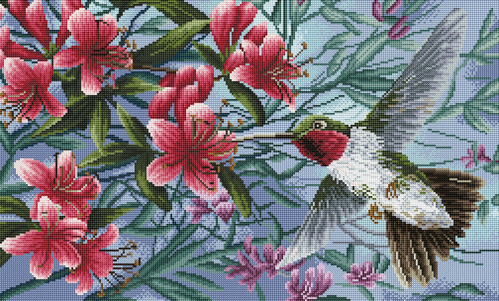 Diamond Painting Songbird - A Season of Song - Hummingbird 28" x 17" (71cm x 43cm) / Round with 41 Colors including 4 ABs / 38,304