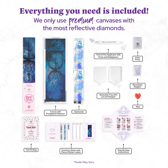 Diamond Painting Soul Secrecy 20" x 63" (50.6cm x 159.8cm) / Round with 40 Colors including 3 ABs and 2 Fairy Dust Diamonds / 106,904