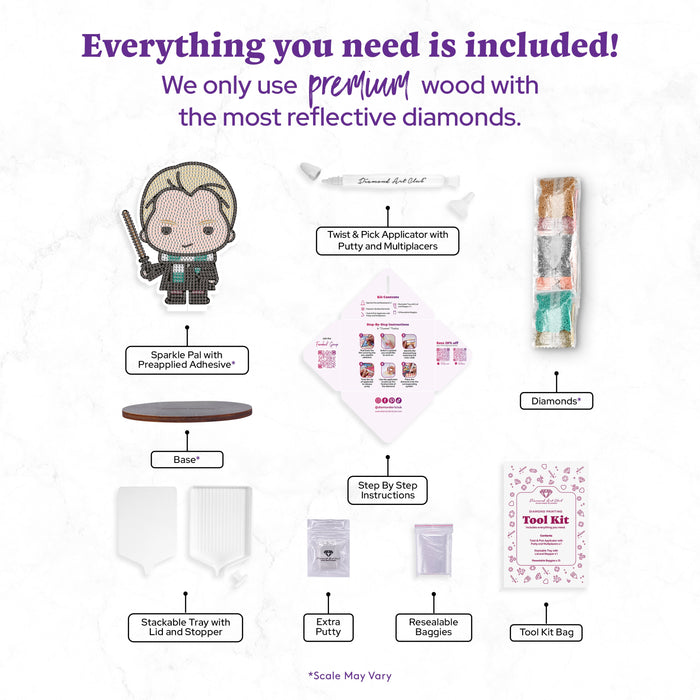 Diamond Painting Sparkle Pals™ - Draco 4.6" x 5.7" (11.7cm x 14.6cm) / Round with 8 Colors including 1AB and 2 Fairy Dust Diamonds and 1 Iridescent Diamond / 1,183