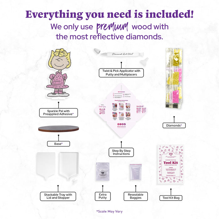 Diamond Painting Sparkle Pals™ - Sally 5.7" x 3" (14.5cm x 7.5cm) / Round with 5 Colors including 3 Fairy Dust Diamonds / 882