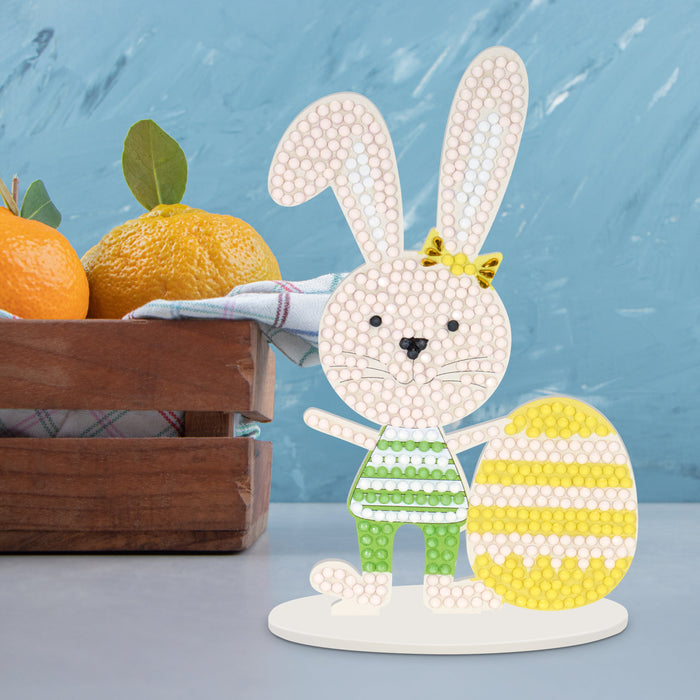 Diamond Painting Sparkle Scenes - Easter Bunny 5.5" x 3.5" x 1.9" (14cm x 9cm x 5cm) / Round with 6 Colors Including 3 Fairy Dust Diamonds and 1 Special Diamond / 622