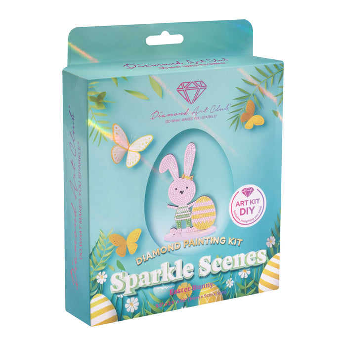 Diamond Painting Sparkle Scenes - Easter Bunny 5.5" x 3.5" x 1.9" (14cm x 9cm x 5cm) / Round with 6 Colors Including 3 Fairy Dust Diamonds and 1 Special Diamond / 622