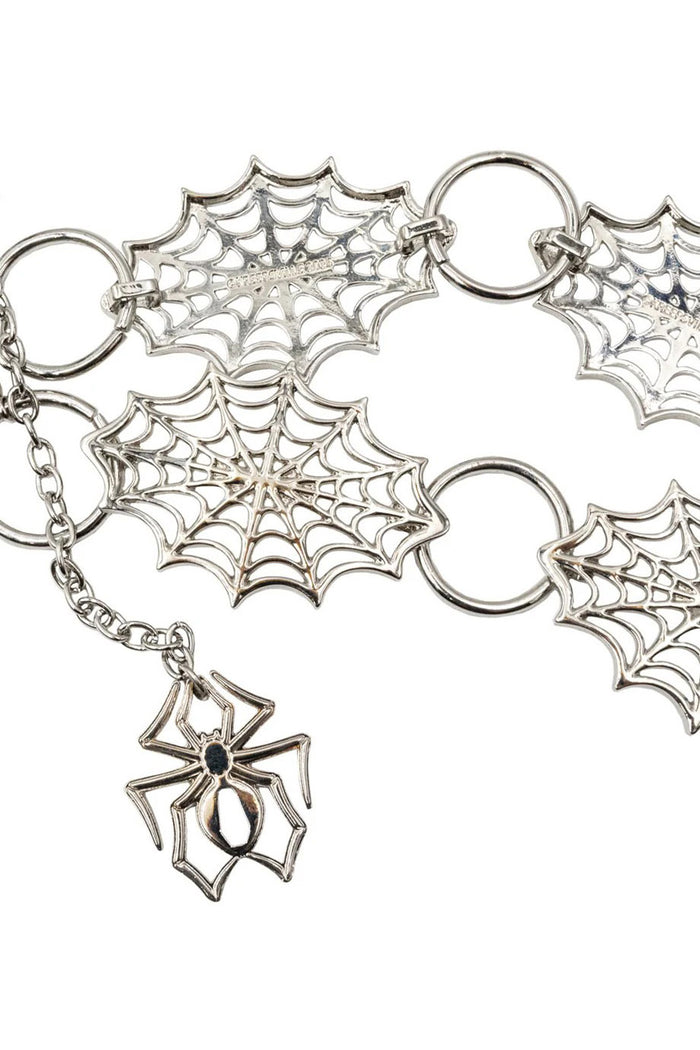womens o ring and metal goth spiderweb chain belt by kreepsville