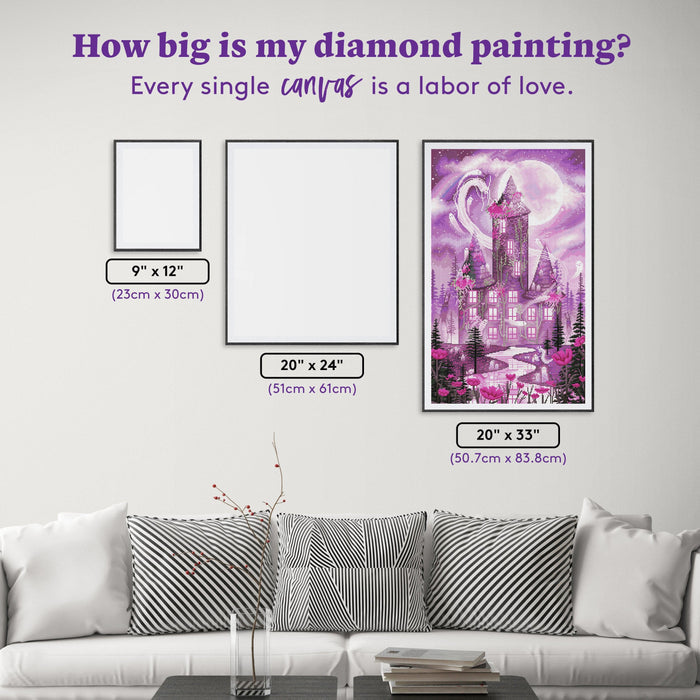 Diamond Painting Spirit Lands - Castle 20" x 33" (50.7cm x 83.8cm) / Round with 37 Colors including 3 ABs and 2 Fairy Dust Diamonds / 54,119