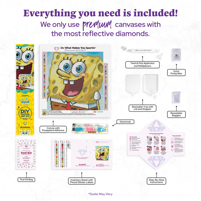 Diamond Painting SpongeBob 12.4" x 13" (31.7cm x 32.8cm) / Round With 38 Colors including 3 AB Diamonds / 13,221