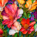Diamond Painting Stained Glass Flower-AMZ 13" x 13" (32.8cm x 32.8cm) / Round with 53 Colors including 3 ABs and 1 Fairy Dust Diamonds / 13,689