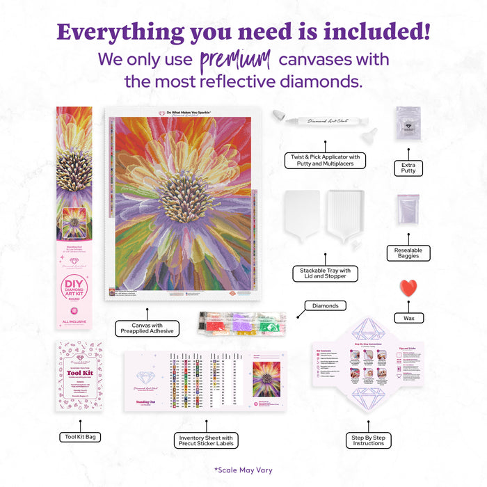 Diamond Painting Standing Out 22" x 28" (55.6cm x 70.7cm) / Round with 62 Colors including 3 ABs and 3 Fairy Dust Diamonds / 51,914