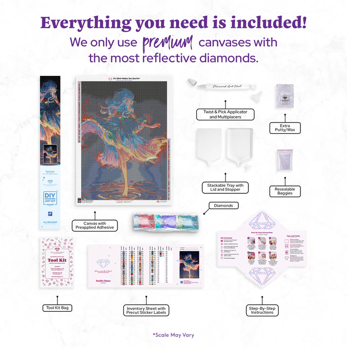 Diamond Painting Starfire Dance 25.6" x 35.4" (65cm x 89.9cm) / Square with 71 Colors including 3 ABs and 3 Fairy Dust Diamonds / 94,221