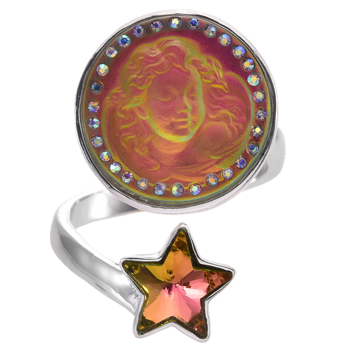 Starlight Dream Angel Adjustable Ring (Sterling Silvertone/Mystic Iridis)