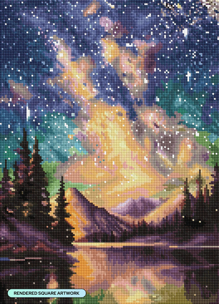 Diamond Painting Starry Night - Night Music 13" x 18" (33cm x 46cm) / Square with 63 Colors including 3 ABs / 24,156
