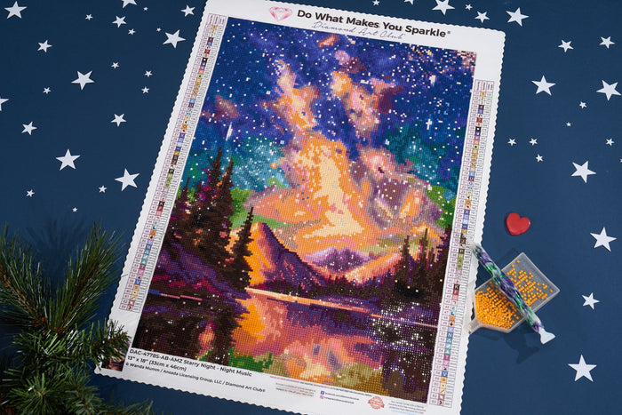 Diamond Painting Starry Night - Night Music 13" x 18" (33cm x 46cm) / Square with 63 Colors including 3 ABs / 24,156
