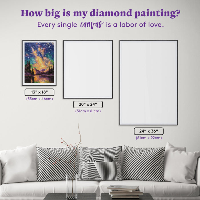 Diamond Painting Starry Night - Night Music 13" x 18" (33cm x 46cm) / Square with 63 Colors including 3 ABs / 24,156