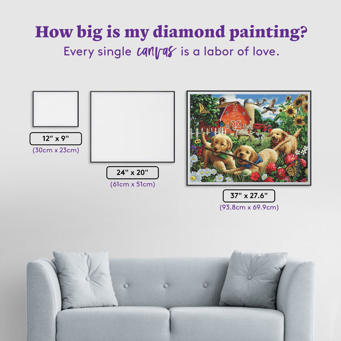 Diamond Painting Sticking Around 37" x 27.6" (93.8cm x 69.9cm) / Square with 97 Colors including 2 ABs and 5 Fairy Dust Diamonds / 105,937