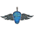 Stormy The Winged Protector Foldover Pendant (Silver Ox/Mystic Blue Sphinx)