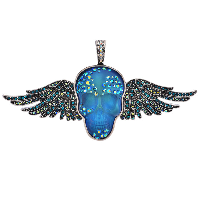 Stormy The Winged Protector Foldover Pendant (Silver Ox/Mystic Blue Sphinx)